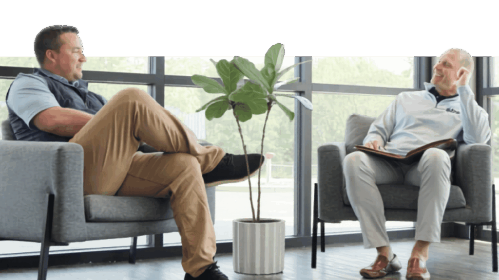 Two employees talking